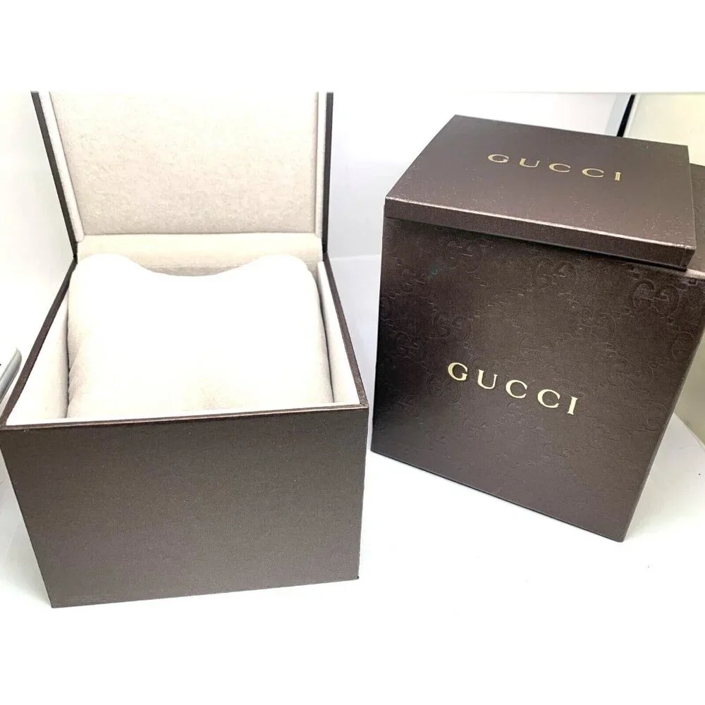 Gucci Watch Box Presentation Brown Cardboard Display Gift Empty With Booklet